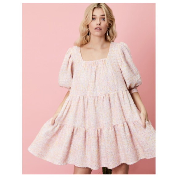 sister jane confetti tweed mini dress Sister Jane Confetti Tweed Mini Dress Rose Quartz S